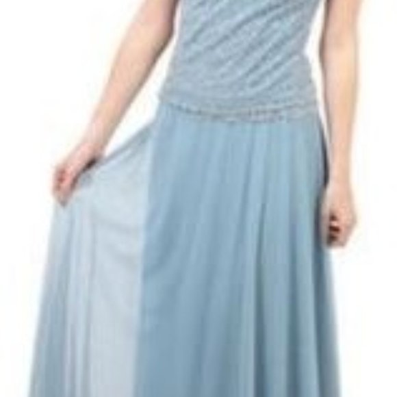 NEW Cachet Floor Length Gown with Caviar Beaded Cowl Neckline - Picture 2 of 3